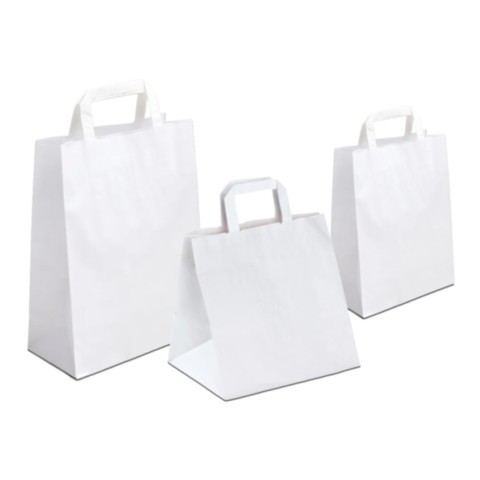 Sac en kraft blanc poignées plates