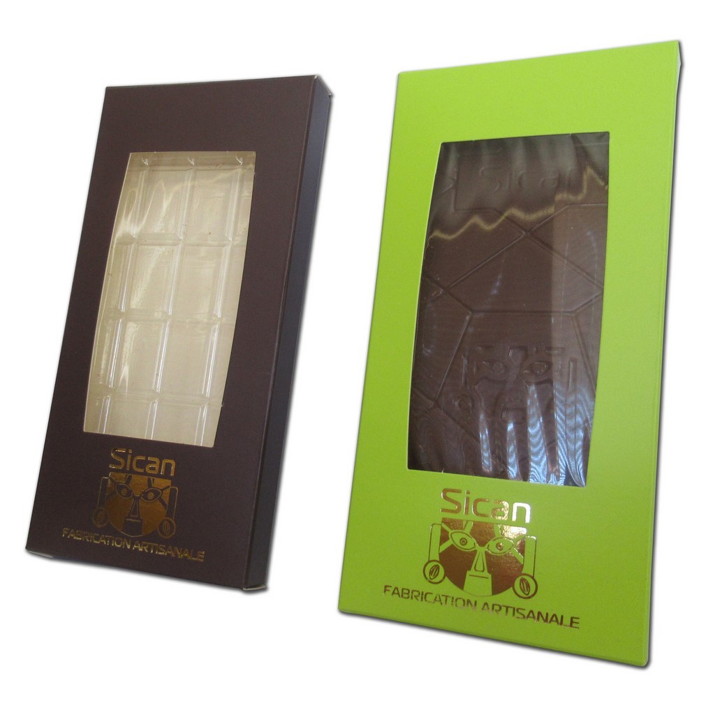 Sachet avec carton vert pour tablette chocolat