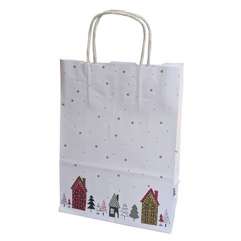Le village de Noel sac en kraft blanc poignées ficelles